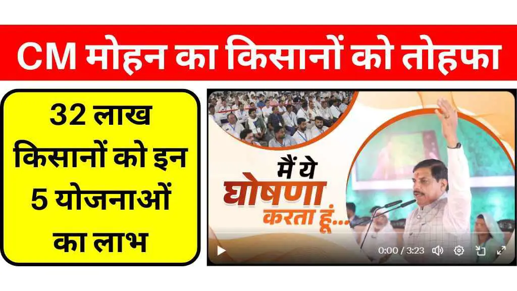 CM मोहन यादव का किसानों को बड़ा तोहफा, 32 लाख किसानों को इन 5 योजनाओं का लाभ